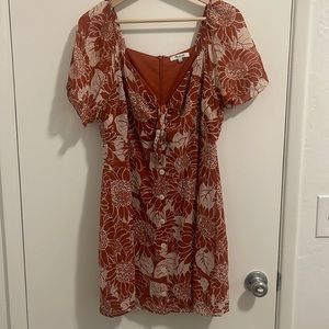 Madewell rust and cream floral mini dress